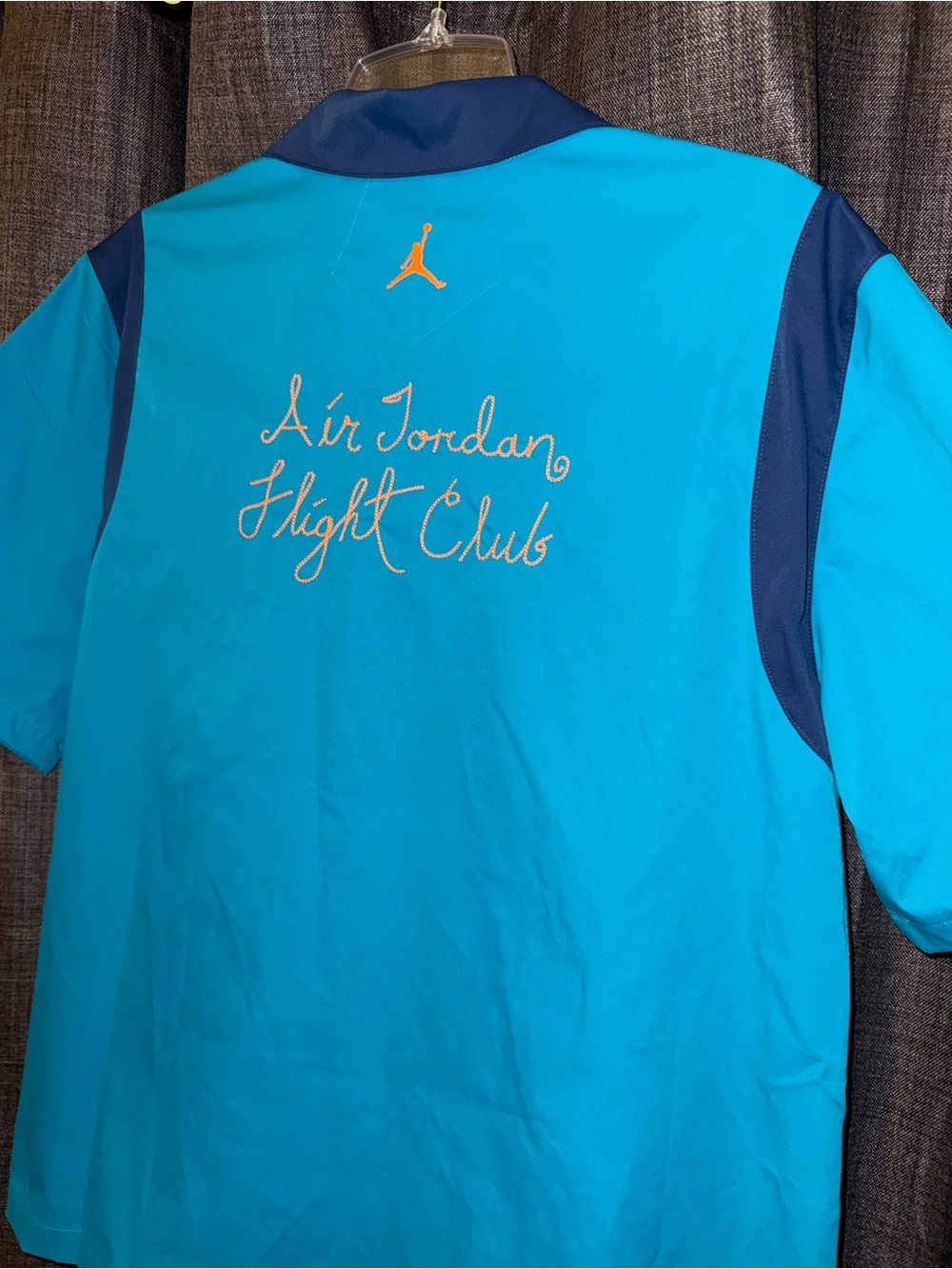 NWT Nike Air Jordan Flight Club Shirt Button Up Blue Women's Large Basketball